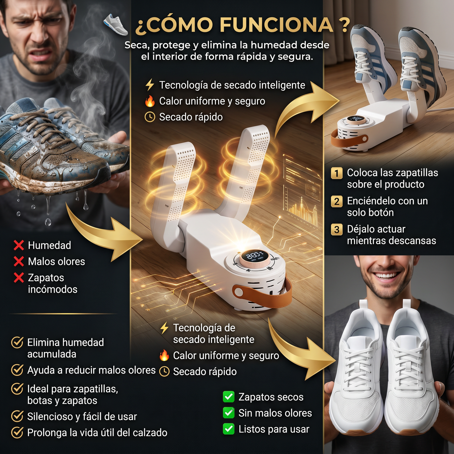 Secador Inteligente de Zapatos | Adiós humedad, olores y bacterias
