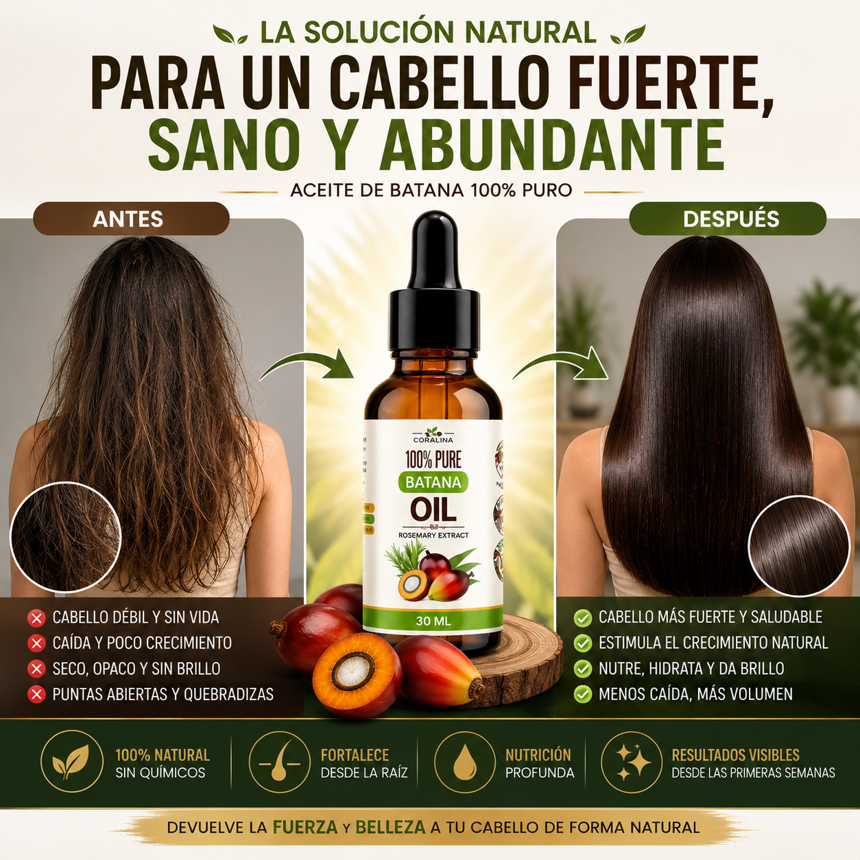 Aceite Batana - Vuelve a sentir un cabello más fuerte y saludable
