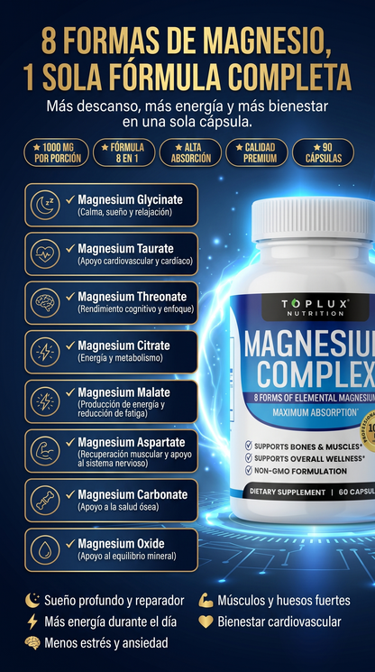 Magnesium Complex - recupera tu energía, mejora tu descanso y despierta renovado